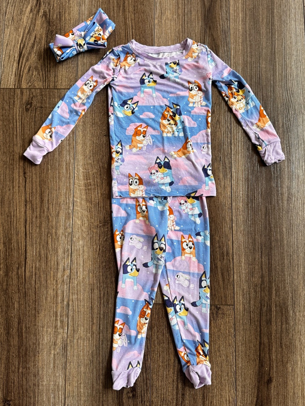 Little Sleepies bluey 2 piece pj + headband purple sleepytime